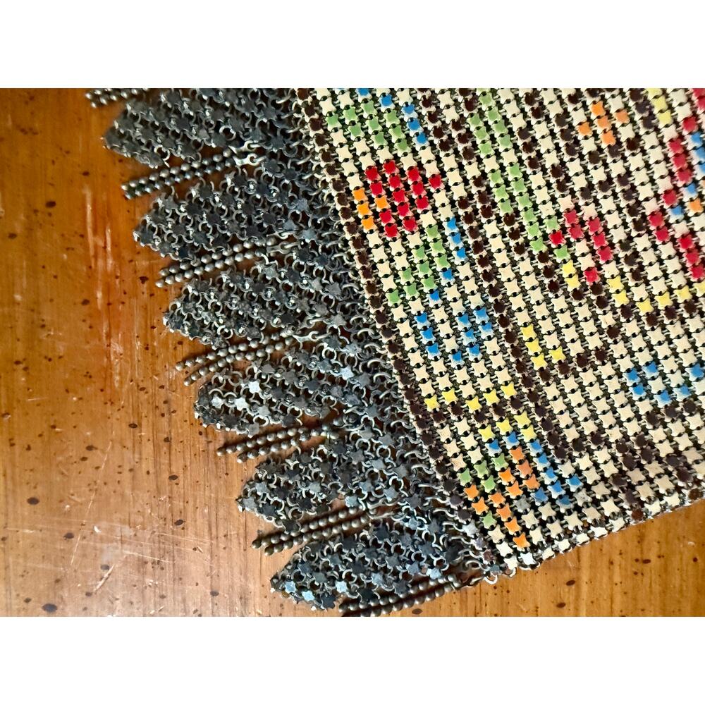 Vintage Whiting & Davis Mesh Purse, Art Deco Enamel Mesh Bag, Mandalian Style - Picture 4 of 10